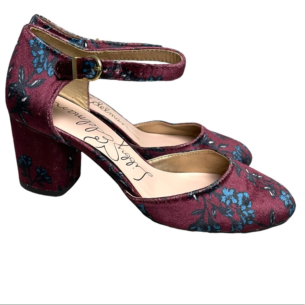 Libby Edelman Jessica Velvet Block Heel Shoe Size 6